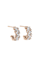 Fireworks Diamond Baguette Hoop Earrings, 18K Rose Gold & Diamonds